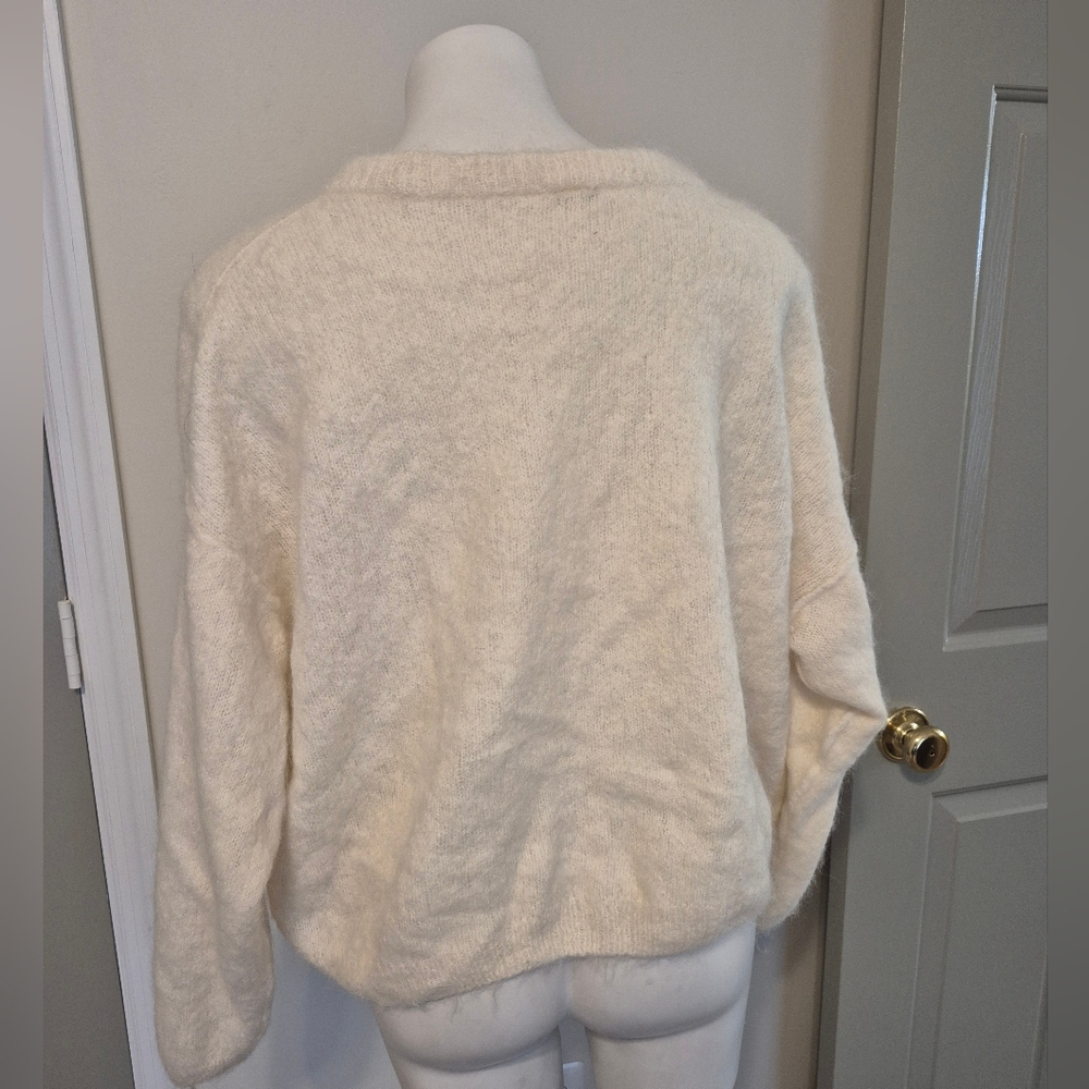 Free People Angelic Soft Alpaca Blend Ivory Pullover Crewneck Sweater(M) - Picture 8 of 10